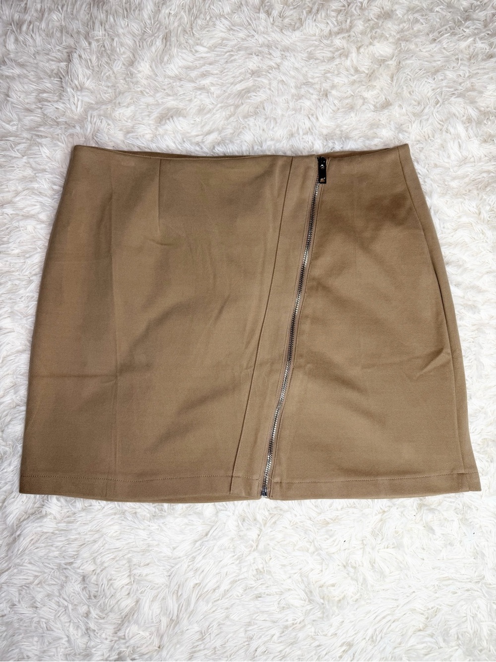 HYFVE Faux Suede Zip-Front Mini Skirt